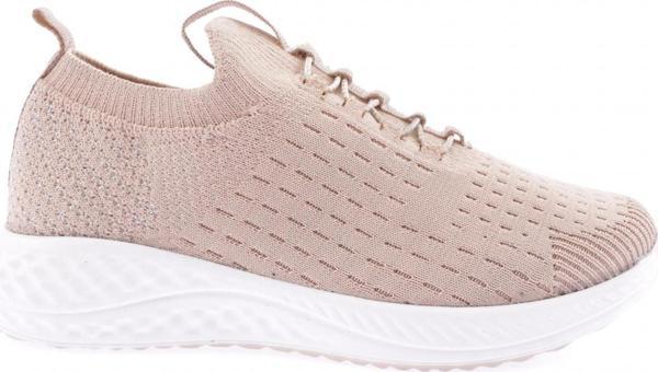 Kadın Bağcıklı Lazerli Sneaker Ayakkabı Krem 95321097 - Image 1