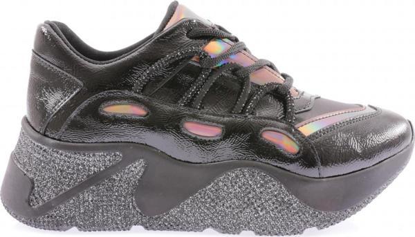 Kadın Kalın Taban Tsilver İp Taşlı Sneakers Ayakkabı Siyah 10272692 - Image 1