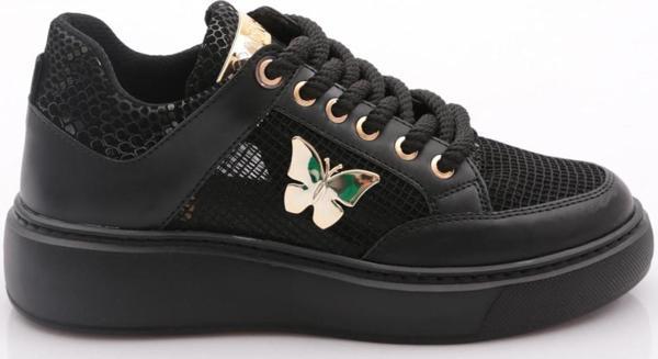 Kadın Fileli Aksesuarlı Sneakers Ayakkabı Siyah 12211839101 - Image 1