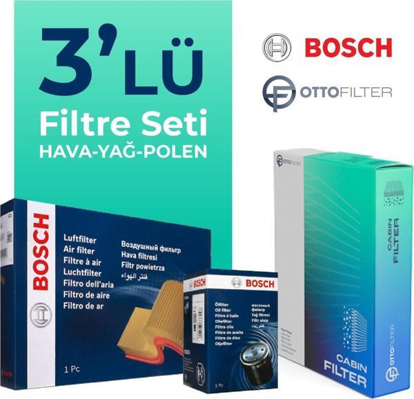 BOSCH Fiat 500 1.4 Benzinli Filtre Bakım Seti (2009-2013) 3 Lü - Image 1