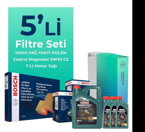 BOSCH Peugeot Boxer 2.2 Dizel Filtre Bakım Seti Castrol Motor Yağlı (2014-2016) 5 Li - Image 1