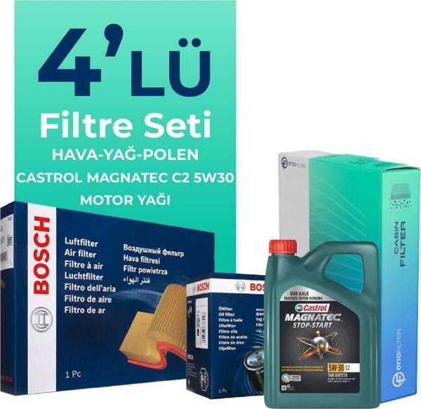 BOSCH Citroen C4 1.6 Dizel Filtre Bakım Seti Castrol Motor Yağlı (2009-2016) 4 Lü - Image 1