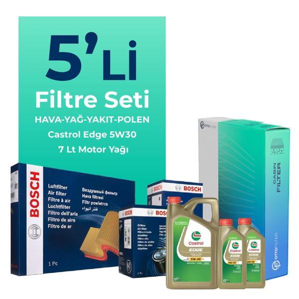 BOSCH Mercedes C200 Dizel Filtre Bakım Seti Castrol Motor Yağlı (2014-2018) 5 Li - Image 1