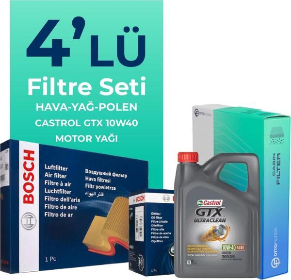 BOSCH Mitsubishi Colt 1.5 Filtre Bakım Seti Castrol Motor Yağlı (2004-2012) 4 Lü - Image 1