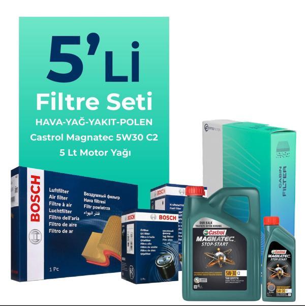 BOSCH Kia Soul 1.6 Dizel Filtre Bakım Seti Castrol Motor Yağlı (2010-2014) 5 Li - Image 1