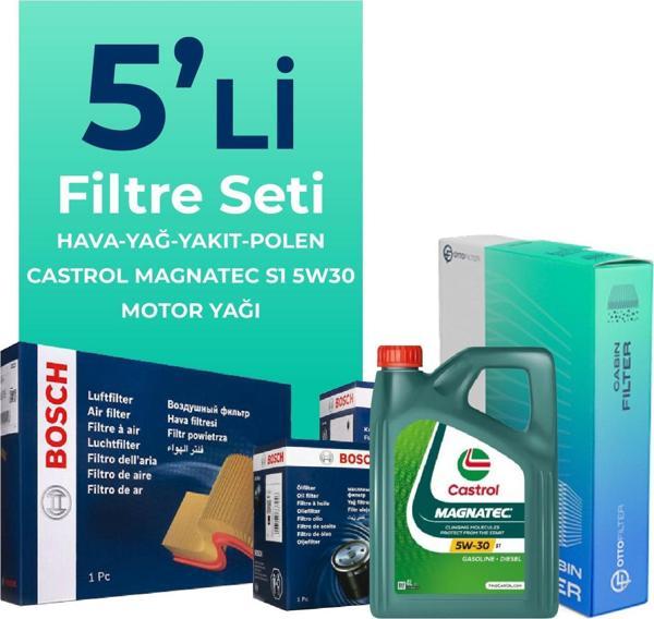 BOSCH Fiat Doblo 1.3 Dizel Filtre Bakım Seti Castrol Motor Yağlı (2001-2010) 5 Li - Image 1