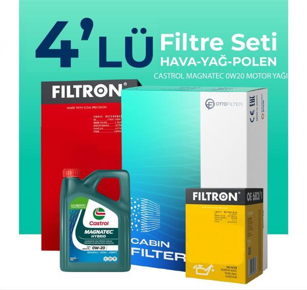 Filtron Audi Q2 1.0 Tfsi Filtre Bakım Seti Castrol Motor Yağlı (2016-2023) 4 Lü - Image 1