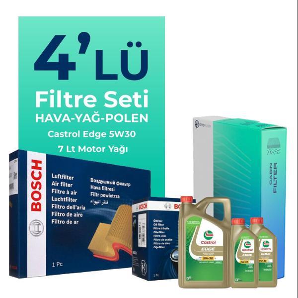 BOSCH Mercedes E300 Filtre Bakım Seti Castrol Motor Yağlı (2016-2021) 4 Lü - Image 1