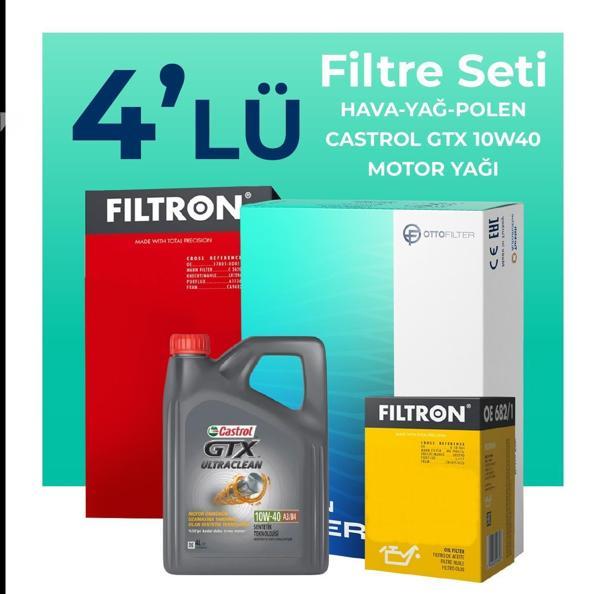 Filtron Fiat Doblo 1.4 Benzinli Filtre Bakım Seti Castrol Motor Yağlı (2001-2010) 4 Lü - Image 1