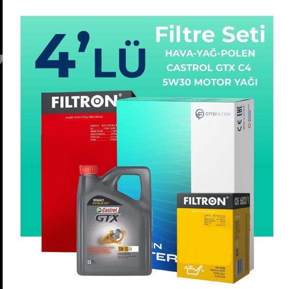 Filtron Nissan Qashqai 1.5 Dizel Filtre Bakım Seti Castrol Motor Yağlı (2007-2013) 4 Lü - Image 1