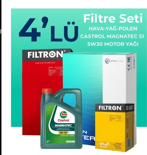 Filtron Fiat Egea 1.3 Dizel Filtre Bakım Seti Castrol Motor Yağlı (2015-2018) 4 Lü - Image 1