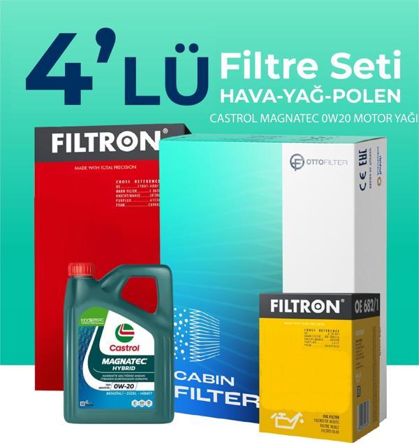 Filtron Dacia Sandero 1.0 Turbo Filtre Bakım Seti Castrol Motor Yağlı (2021-2025) 4 Lü - Image 1