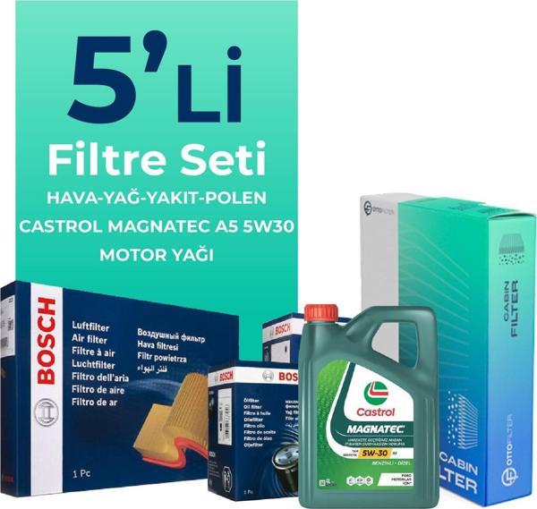 Bosch Ford Tourneo Custom 2.2 Dizel Filtre Bakım Seti Castrol Motor Yağlı (2012-2019) 5 Li - Image 1