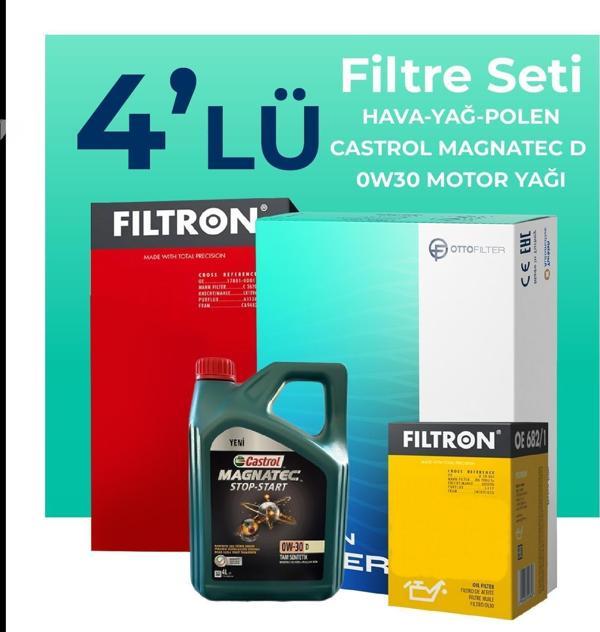 Filtron Fiat Egea 1.6 Dizel Filtre Bakım Seti Castrol Motor Yağlı (2015-2023) 4 Lü - Image 1