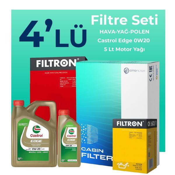 Filtron Volkswagen Golf 1.5 TSi Filtre Bakım Seti Castrol Motor Yağlı (2018-2020) 4 Lü - Image 1