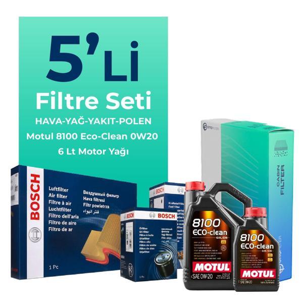 Bosch Volkswagen Caddy 2.0 Dizel Filtre Bakım Seti Motul Motor Yağlı (2020-2025) 5 Li - Image 1