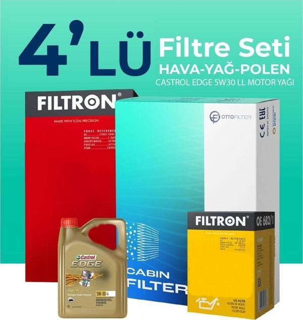 Filtron Volkswagen Tiguan 2.0 Dizel Filtre Bakım Seti Castrol Motor Yağlı (2011-2016) 4 Lü - Image 1