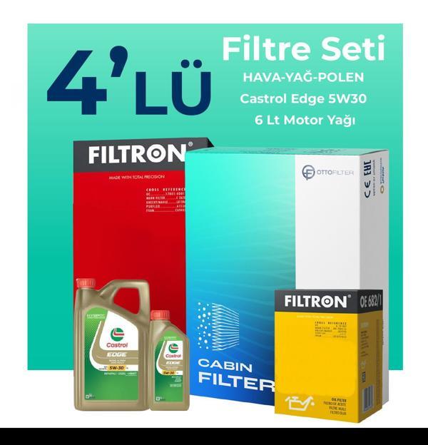 Filtron Volkswagen Transporter T5 1.9 Dizel Filtre Bakım Seti Castrol Motor Yağlı (2004-2009) 4 Lü - Image 1
