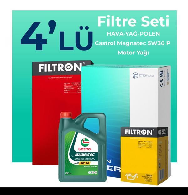 Filtron Opel Corsa 1.2 Turbo Filtre Bakım Seti Castrol Motor Yağlı (2019-2024) 4 Lü - Image 1