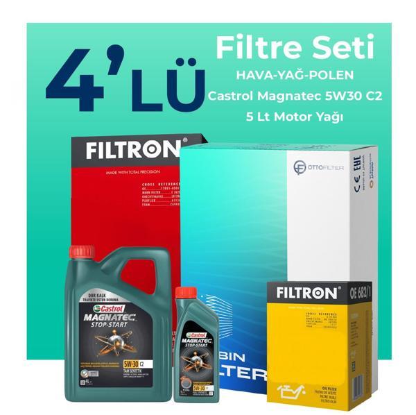 Filtron Opel Zafira 1.9 Dizel Filtre Bakım Seti Castrol Motor Yağlı (2006-2010) 4 Lü - Image 1