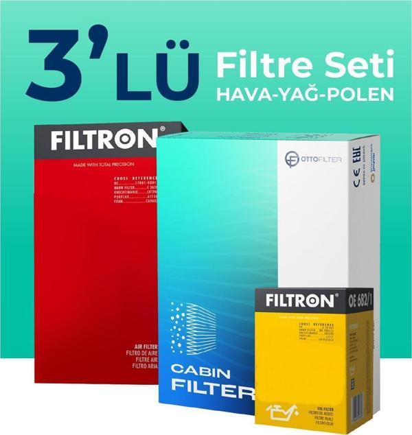 Filtron Dacia Duster 1.5 BlueDci Dizel Filtre Bakım Seti (2018-2022) 3 Lü - Image 1