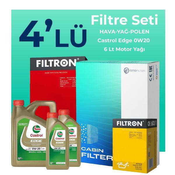 Filtron Volvo XC60 2.0 Dizel B4 Filtre Bakım Seti Castrol Motor Yağlı (2019-2024) 4 Lü - Image 1