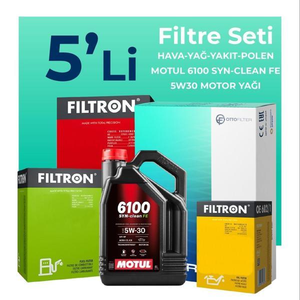 Filtron Peugeot 2008 1.5 Dizel Filtre Bakım Seti Motul Motor Yağlı (2019-2024) 5 Li - Image 1