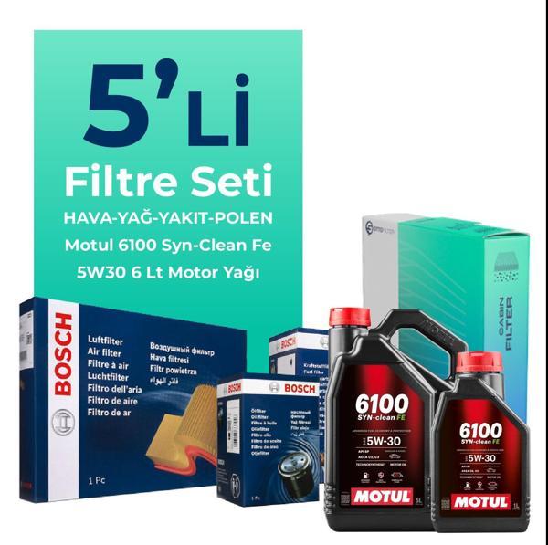 BOSCH Hyundai Santa FE 2.2 Dizel Filtre Bakım Seti Motul Motor Yağlı (2006-2009) 5 Li - Image 1