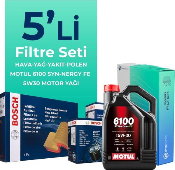 BOSCH Ford B-MAX 1.6 Dizel Filtre Bakım Seti Motul Motor Yağlı (2012-2017) 5 Li - Image 1