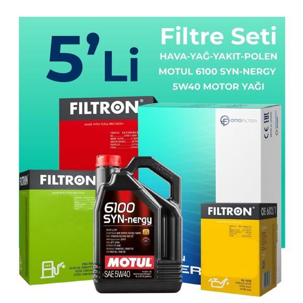 Filtron Fiat Idea 1.3 Dizel Filtre Bakım Seti Motul Motor Yağlı (2004-2010) 5 Li - Image 1