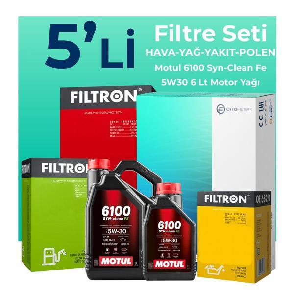 Filtron Ford Connect 1.8 Dizel Filtre Bakım Seti Motul Motor Yağlı (2002-2013) 5 Li - Image 1