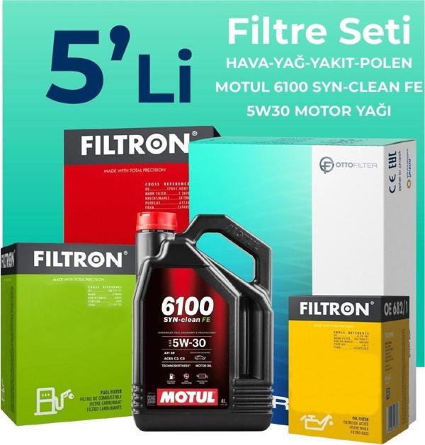 Filtron Peugeot Partner 1.6 Dizel Filtre Bakım Seti Motul Motor Yağlı (2010-2016) 5 Li - Image 1