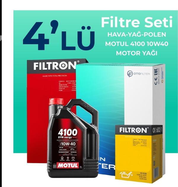 Filtron Fiat Panda 1.2 Benzinli Filtre Bakım Seti Motul Motor Yağlı (2010-2012) 4 Lü - Image 1