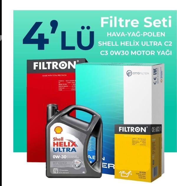 Filtron Peugeot 2008 1.2 Benzin Vti Filtre Bakım Seti Shell Motor Yağlı (2013-2018) 4 Lü - Image 1