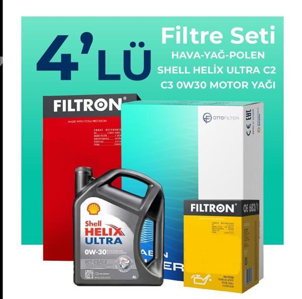 Filtron Mercedes B180 Benzin Filtre Bakım Seti Shell Motor Yağlı (2019-2022) 4 Lü - Image 1