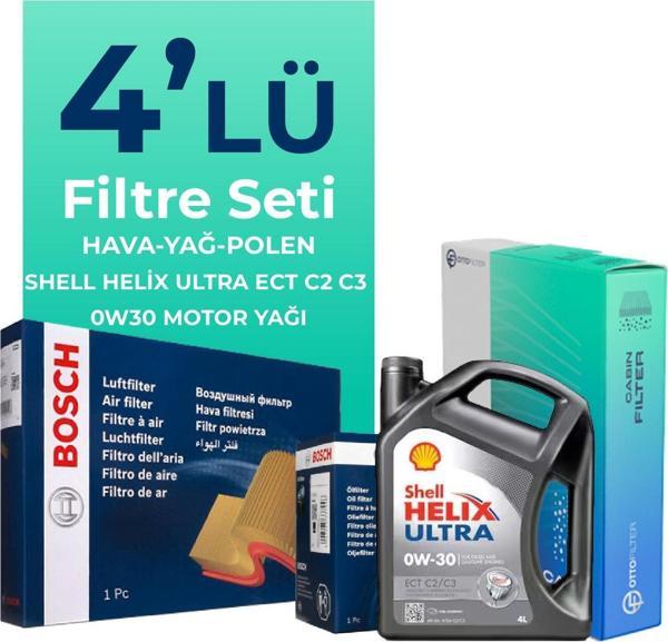 Bosch Mercedes B180 Benzin Filtre Bakım Seti Shell Motor Yağlı (2019-2022) 4 Lü - Image 1
