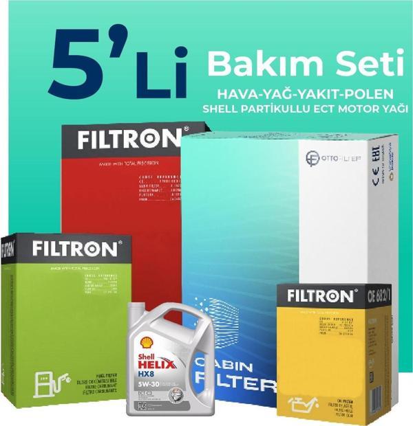Filtron Opel Astra L 1.5 Dizel Filtre Bakım Seti Shell Motor Yağlı (2021-2023) 5 Li - Image 1