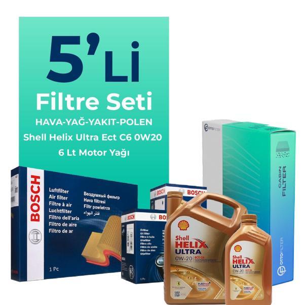 Bosch Mercedes GLC220 Dizel Filtre Bakım Seti Shell Motor Yağlı (2023-2025) 5 Li - Image 1