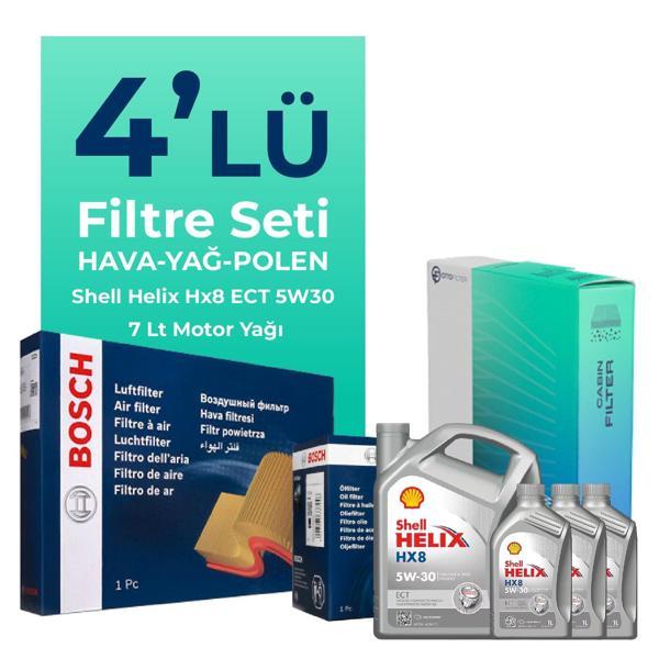 Bosch BMW 5.30 Dizel xDrive Filtre Bakım Seti Shell Motor Yağlı (2011-2012) 4 Lü - Image 1