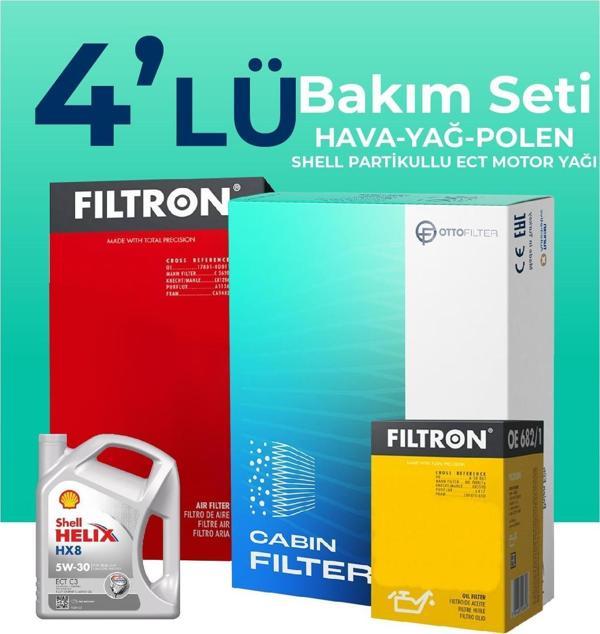 Filtron Fiat Linea 1.3 Dizel Filtre Bakım Seti Shell Motor Yağlı EURO 4 (2007-2017) 4 Lü - Image 1