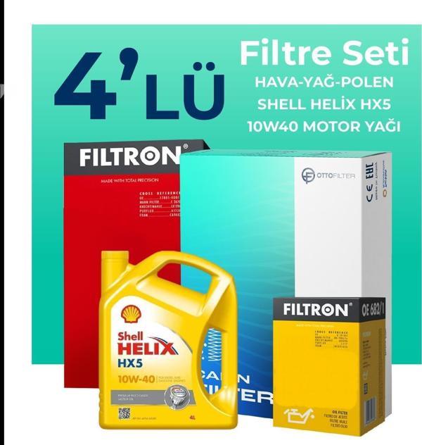Filtron Alfa Romeo 147 1.6 TS Filtre Bakım Seti Shell Motor Yağlı (2001-2010) 4 Lü - Image 1