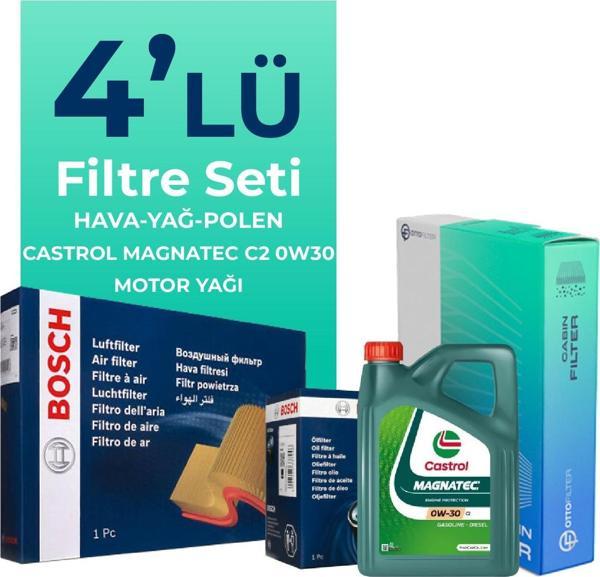 BOSCH Peugeot 3008 1.6 BlueHDi Dizel Filtre Bakım Seti Castrol Motor Yağlı (2016-2019) 4 Lü - Image 1