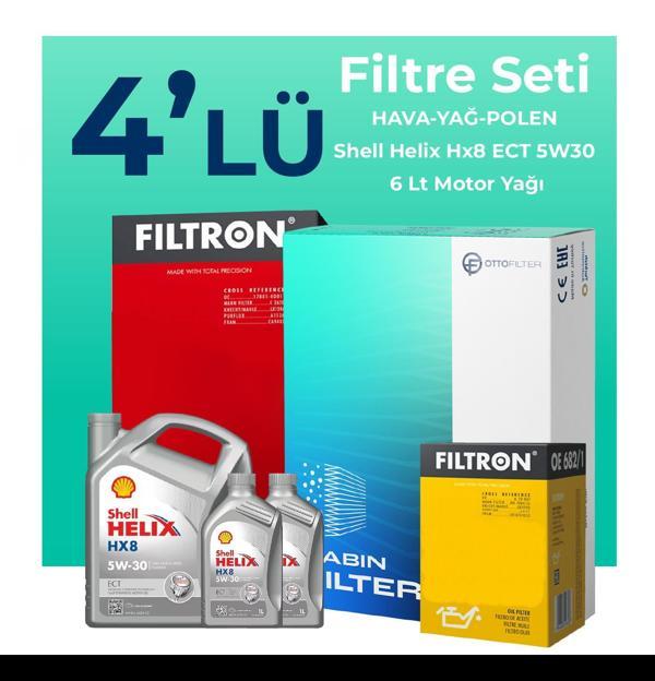 Filtron Fiat Ducato 2.3 Dizel Filtre Bakım Seti Shell Motor Yağlı (2015-2020) 4 Lü - Image 1