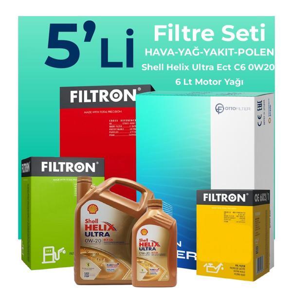 Filtron Mercedes E220 Dizel Filtre Bakım Seti Shell Motor Yağlı (2023-2025) 5 Li - Image 1