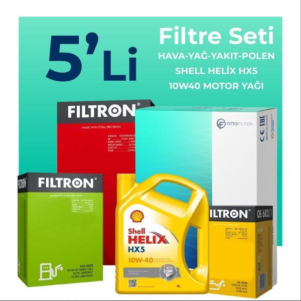 Filtron Jeep Grand Cherokee 2.7 Dizel Filtre Bakım Seti Shell Motor Yağlı (1998-2006) 5 Li - Image 1