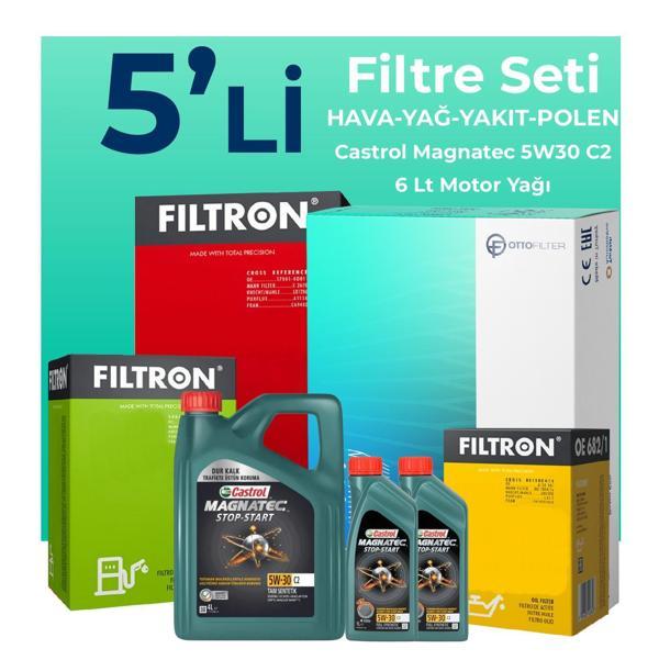 Filtron Land Rover Freelander 2.2 Filtre Bakım Seti Castrol Motor Yağlı (2006-2014) 5 Li - Image 1