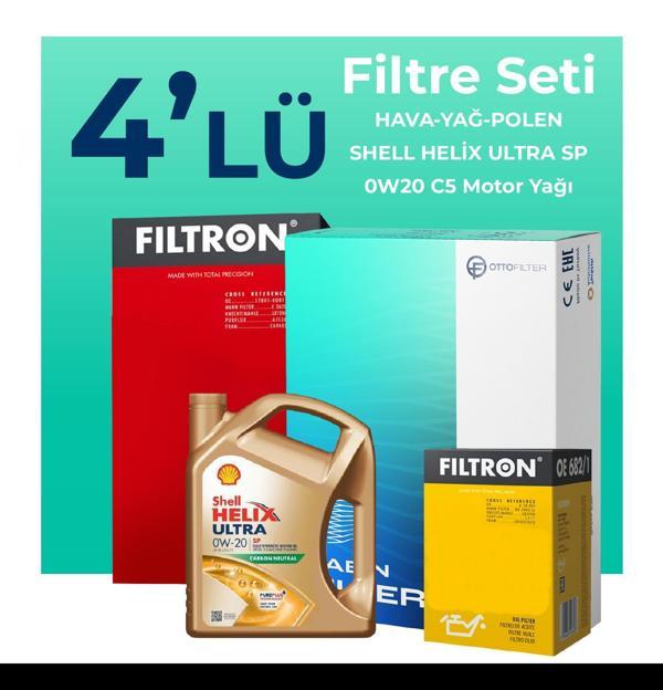 Filtron Seat Leon 1.0 TSi Filtre Bakım Seti Shell Motor Yağlı (2015-2019) 4 Lü - Image 1