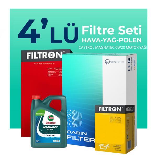 Filtron Dacia Sandero 1.0 Benzinli Filtre Bakım Seti Castrol Motor Yağlı (2021-2025) 4 Lü - Image 1