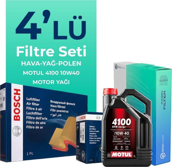 BOSCH Fiat Siena 1.4 Benzinli Filtre Bakım Seti Motul Motor Yağlı (1998-2012) 4 Lü - Image 1