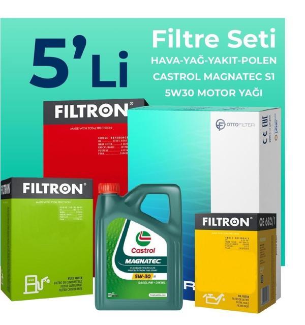 Filtron Opel Astra H 1.3 Dizel Filtre Bakım Seti Castrol Motor Yağlı (2005-2011) 5 Li - Image 1